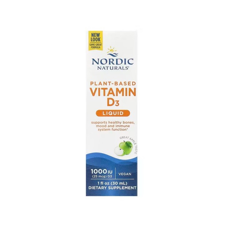NORDIC NATURALS Plant-Based Vitamin D3 Liquid -  Witamina D3 dla wegan (30 ml)