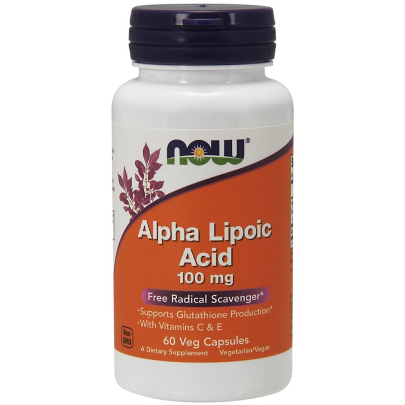 NOW FOODS ALA - Kwas Alfa Liponowy 100 mg + Kwas Askorbinowy + Witamina E (60 kaps.)