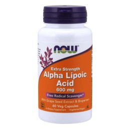 NOW FOODS ALA - Kwas Alfa Liponowy 600 mg + Ekstrakt z Winogron + Bioperyna (60 kaps.)