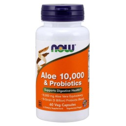 NOW FOODS Aloes koncentrat z Liści Aloesu + 10 szczepów bakterii (60 kaps.)