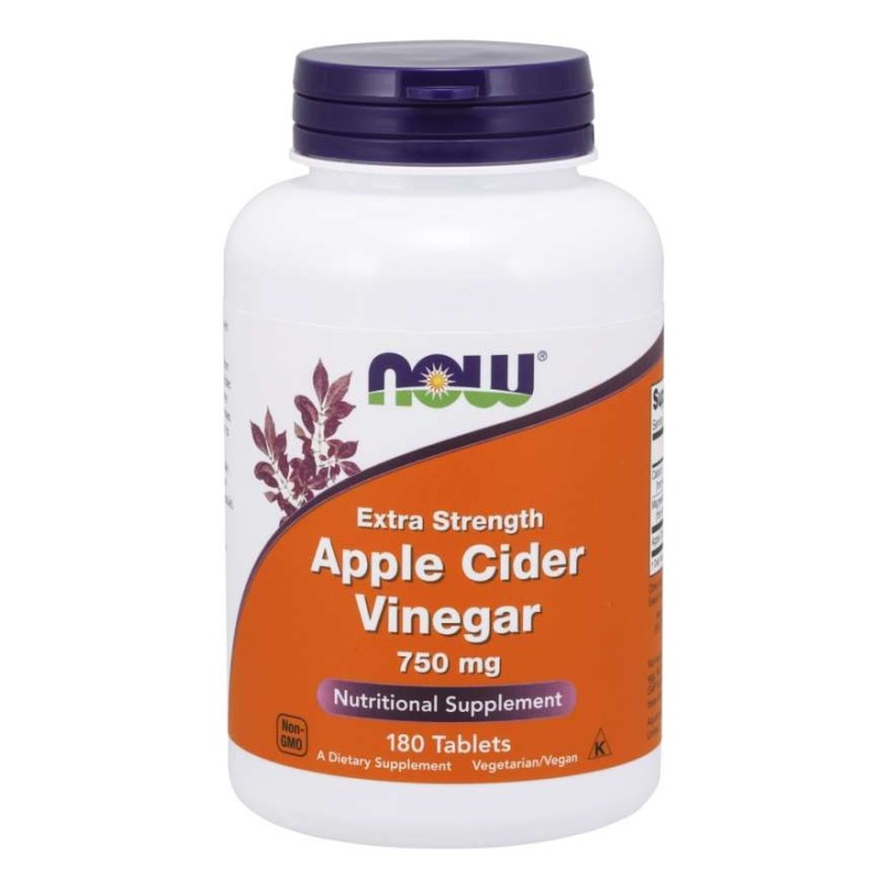 NOW FOODS Apple Cider Vinegar - Ocet Jabłkowy 750 mg (180 tabl.)