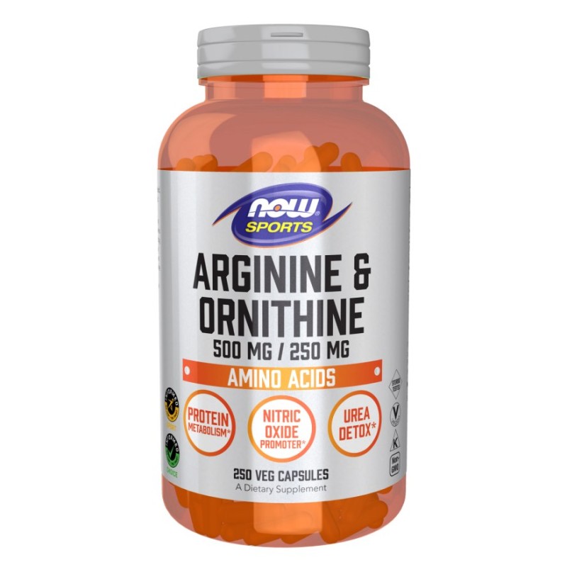 NOW FOODS Arginine 500 mg + Ornithine 250 mg (250 kaps.)