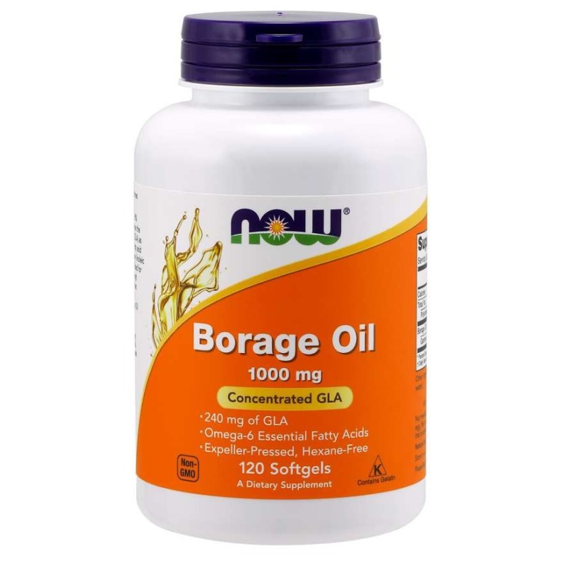 NOW FOODS Borage Oil GLA - Olej z Ogórecznika 1000 mg (120 kaps.)