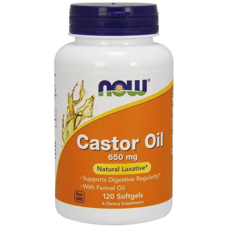 NOW FOODS Castor Oil - Olej Rycynowy 650 mg (120 kaps.)