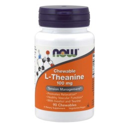 NOW FOODS Chewable L-Theanine 100 mg - L-Teanina 100 mg (90 tabl.)