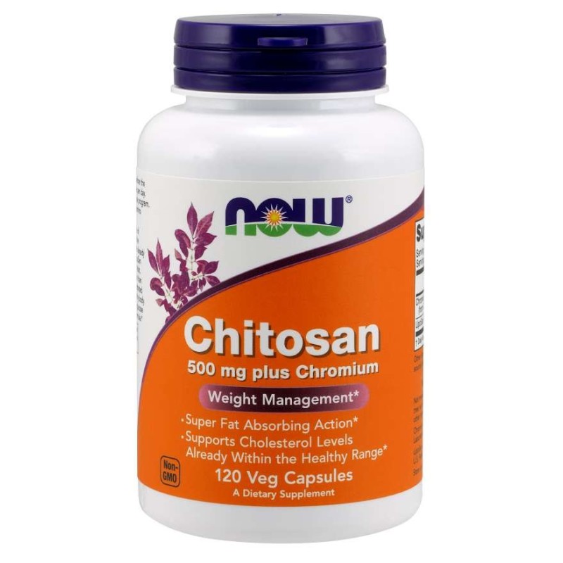 NOW FOODS Chitosan - Chitozan 500 mg + Chrom 100 mcg (120 kaps.)