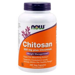 NOW FOODS Chitosan - Chitozan 500 mg + Chrom 100 mcg (240 kaps.)