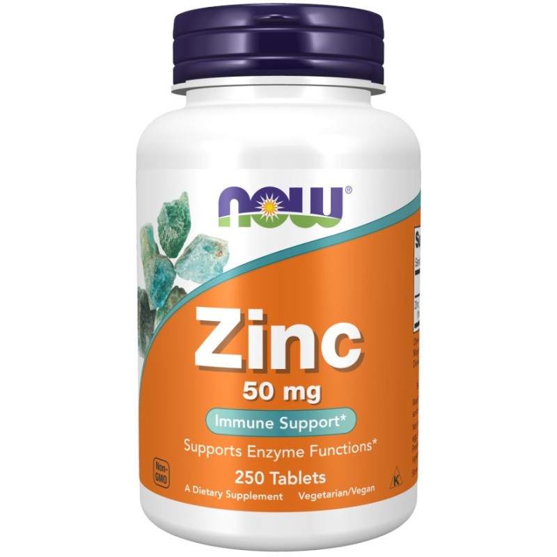 NOW FOODS Cynk 50 mg - Glukonian Cynku (250 tabl.)