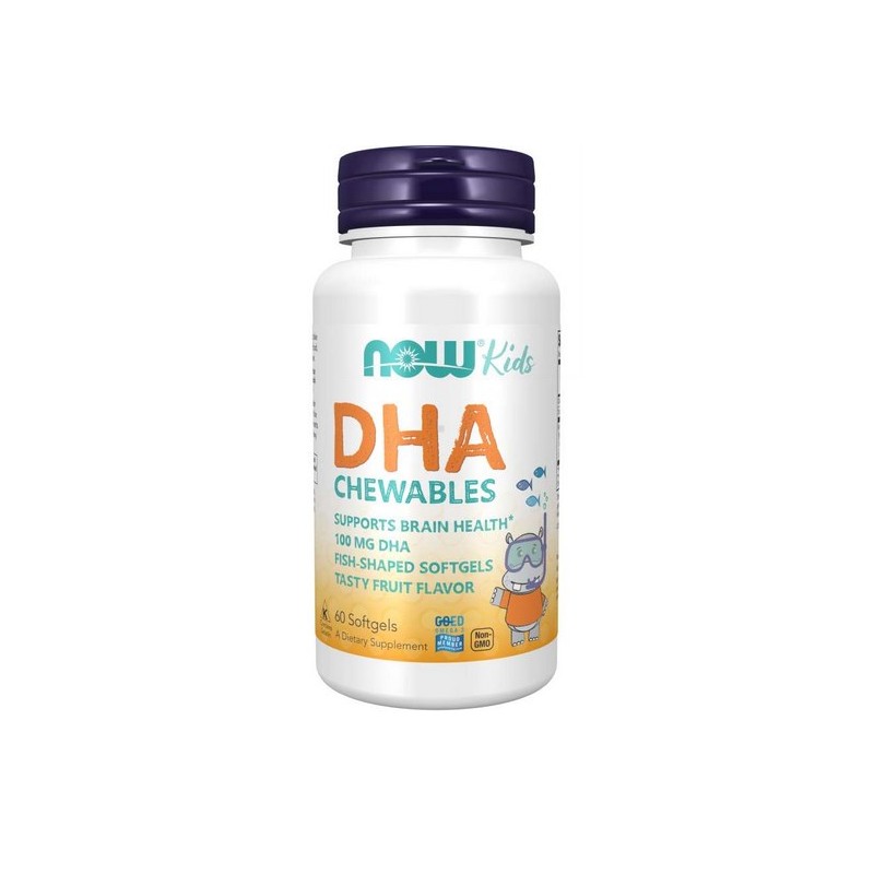 NOW FOODS DHA dla dzieci do żucia 100 mg (60 kaps.)