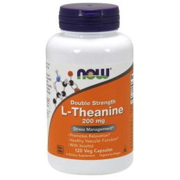 NOW FOODS Double Strength L-Theanine 200 mg -  L-Teanina 200 mg (120 kaps.)