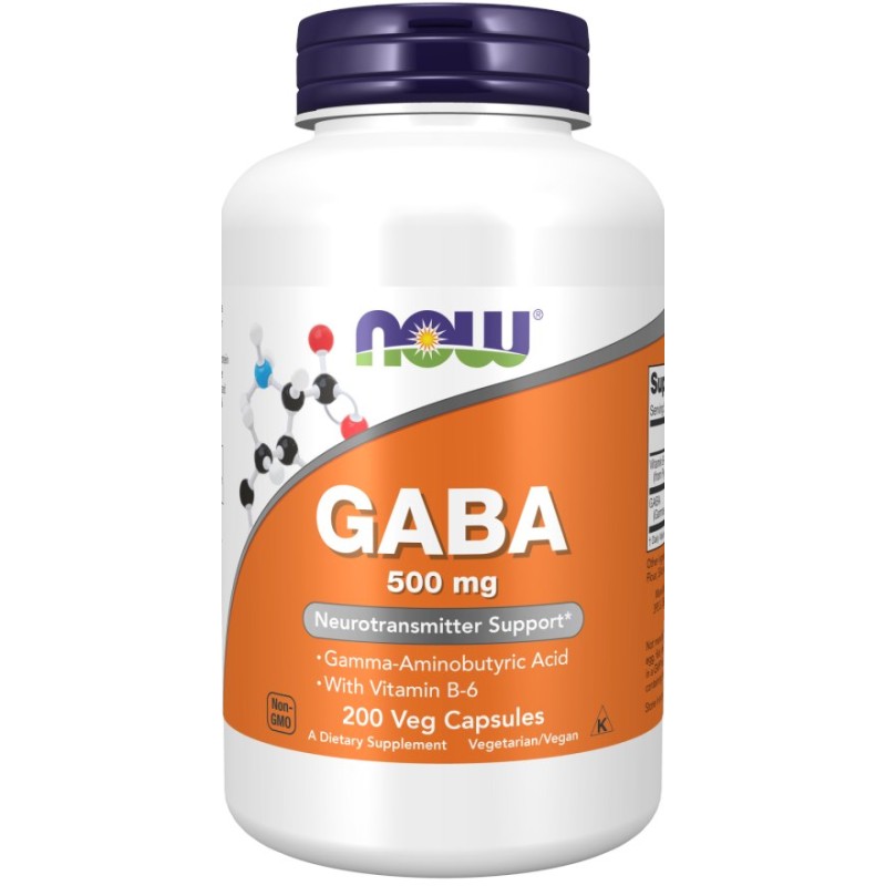 NOW FOODS GABA 500 mg z witaminą B6 (200 kaps.)