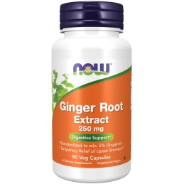 NOW FOODS Ginger Root Extract - Wyciąg z korzenia imbiru 250 mg  (90 kaps.)
