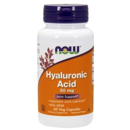 NOW FOODS Hyauluronic Acid with MSM - Kwas Hialuronowy 50 mg + MSM 450 mg (60 kaps.)