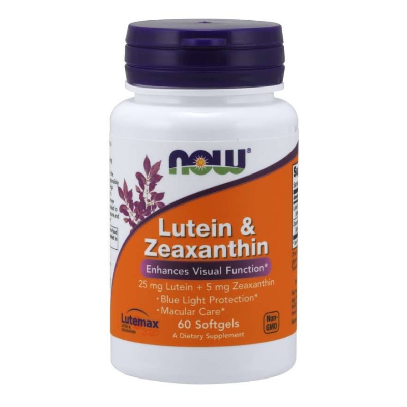 NOW FOODS Luteina 25 mg i Zeaksantyna 5 mg (60 kaps.)