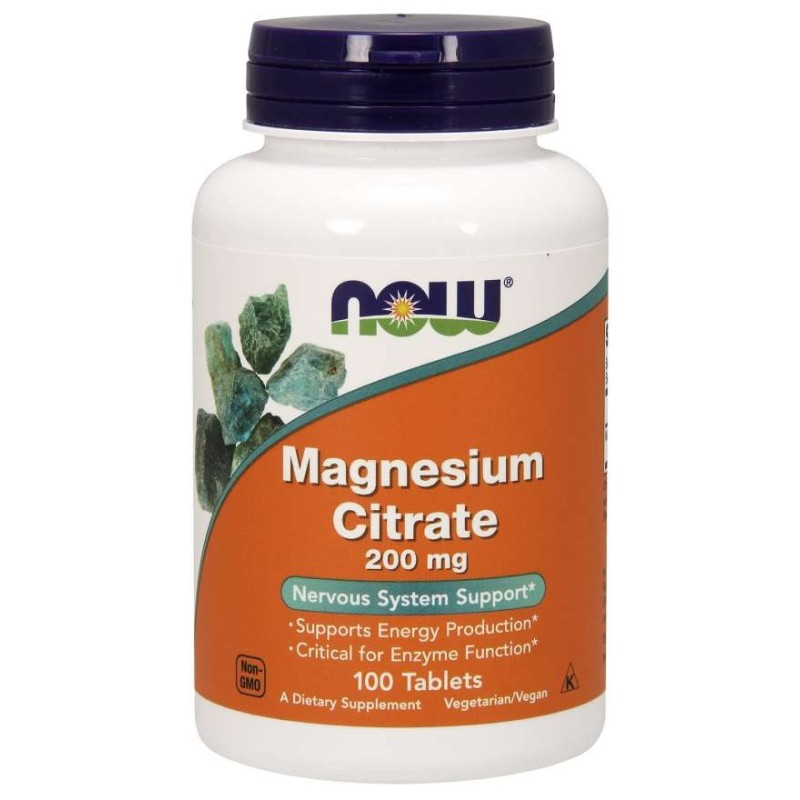 NOW FOODS Magnesium Citrate - Cytrynian Magnezu 200 mg (100 tabl.)