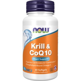 NOW FOODS Neptune Krill & Q10 - Olej z kryla 500 mg z Koenzymem Q10 50 mg (60 kaps.)