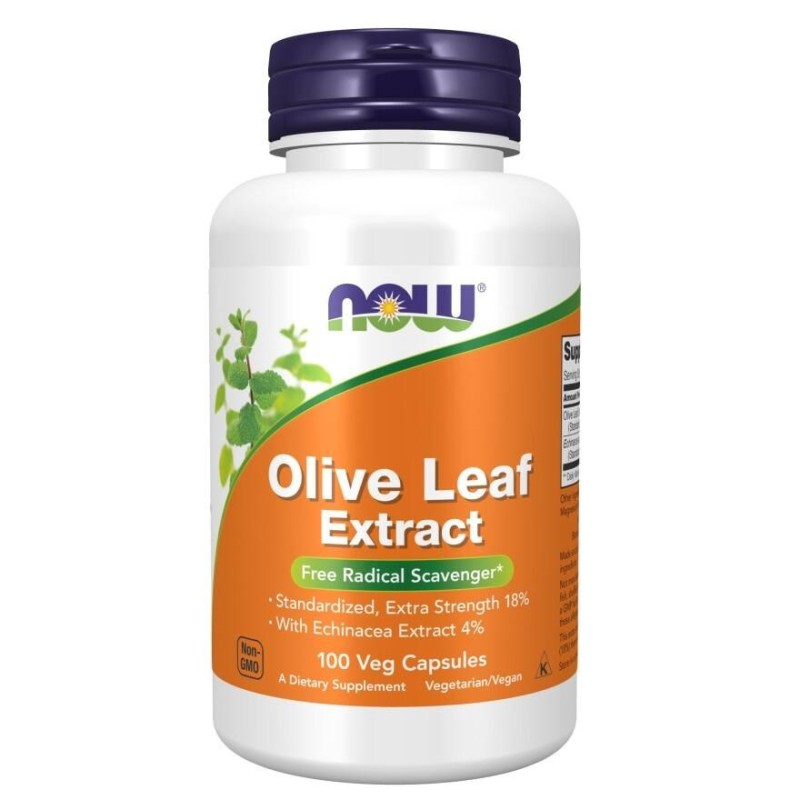 NOW FOODS Olive Leaf Extract - Wyciąg z liścia oliwnego 400 mg z jeżówką wąskolistną (100 kaps.)