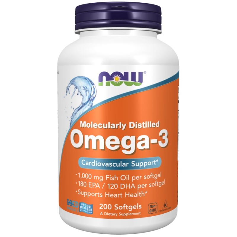 NOW FOODS Omega 3 - DHA 120 mg + EPA 180 mg (200 kaps.)