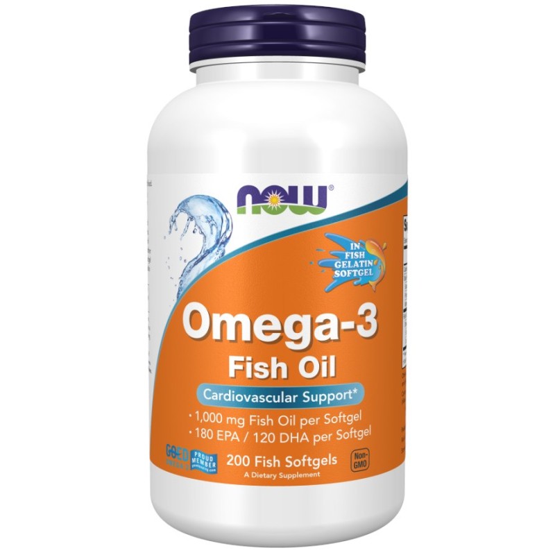 NOW FOODS Omega-3 Molecularly Distilled (Fish Softgels) (200 kaps.)