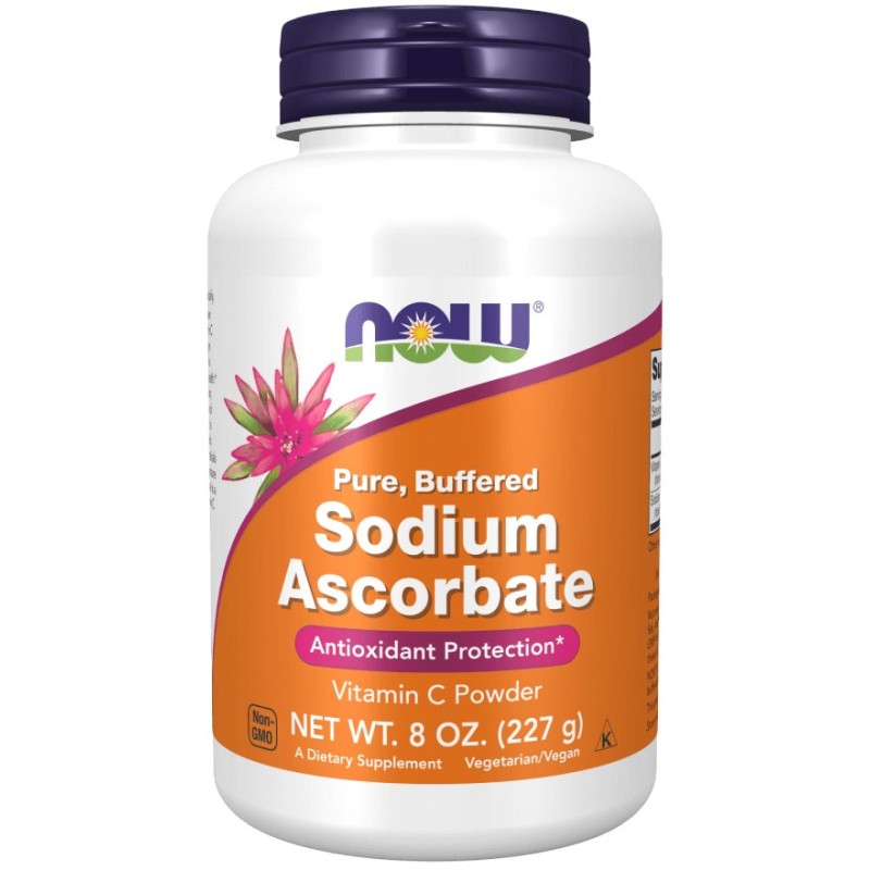 NOW FOODS Sodium Ascorbate - Vitamin C Powder - Wiitamina C buforowana - L-Askorbinian Sodu (227 g)