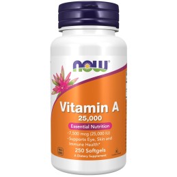 NOW FOODS Witamina A 25000 IU (250 kaps.)