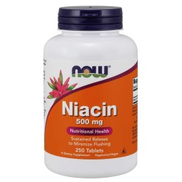 NOW FOODS Witamina B3 - Niacyna (Niacin) 500 mg (250 tabl.)