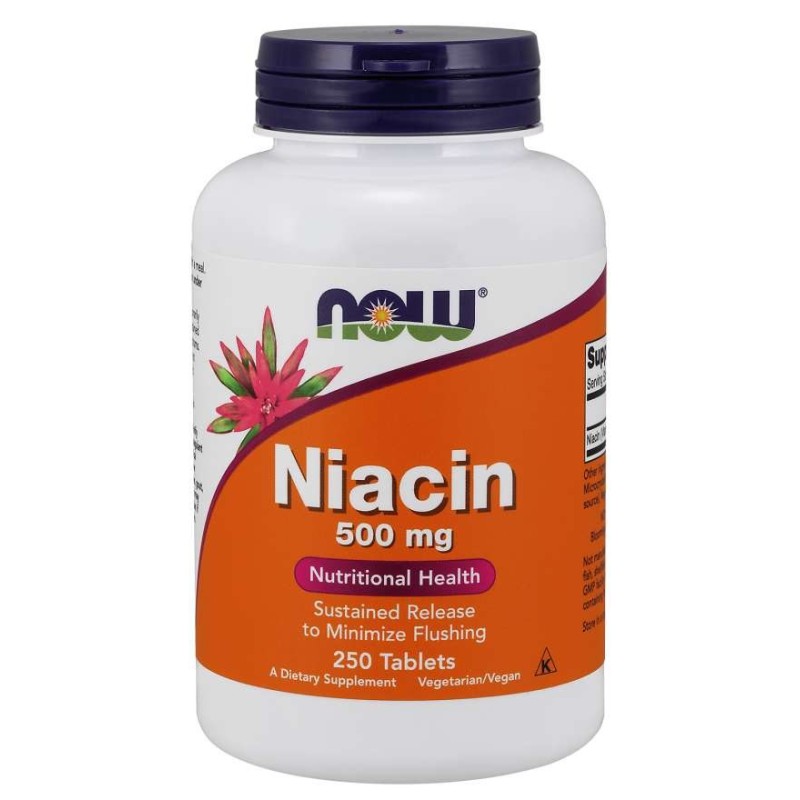 NOW FOODS Witamina B3 - Niacyna (Niacin) 500 mg (250 tabl.)