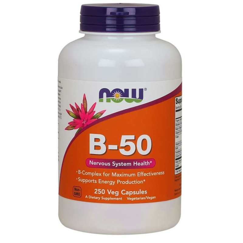 NOW FOODS Witamina B-50 - Kompleks Witamin B - B-Complex - B-Complex (250 kaps.)