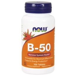 NOW FOODS Witamina B-50 - Kompleks Witamin B (100 tabl.)