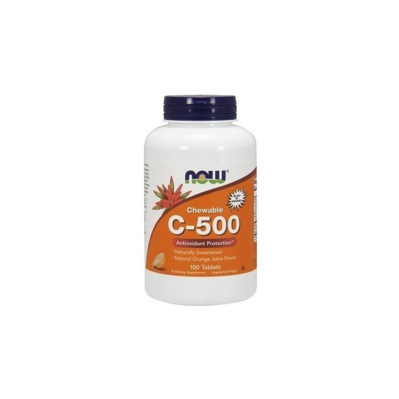 NOW FOODS Witamina C 500 mg do ssania - smak pomarańczowy (100 tabl.)