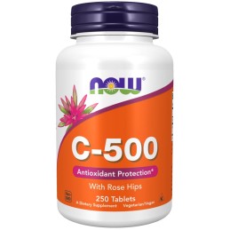 NOW FOODS Witamina C 500 mg z dziką różą (250 tabl.)