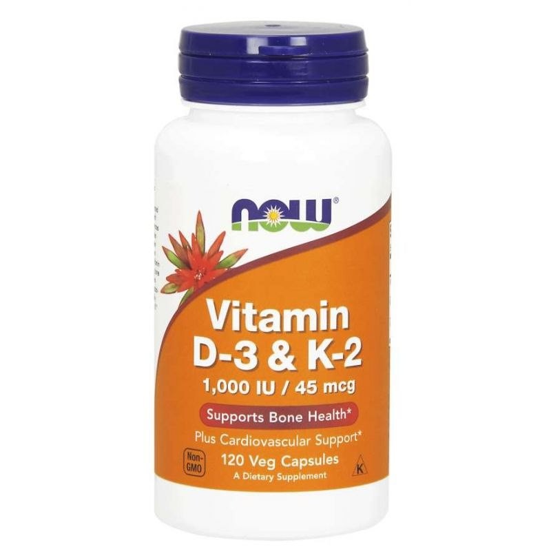 NOW FOODS Witamina D3 1000 IU + K2 MK4 45 mcg (120 kaps.)