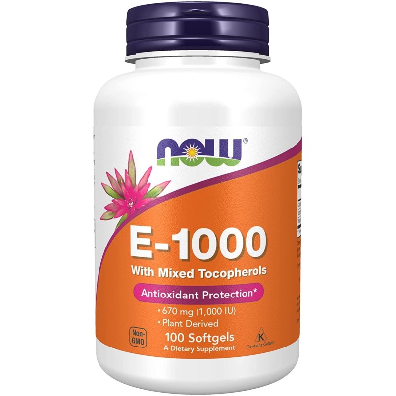 NOW FOODS Witamina E 1000 IU (100 kaps.)