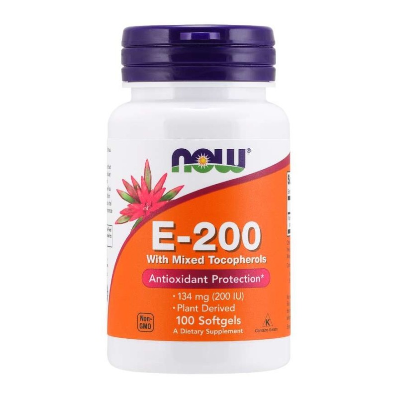 NOW FOODS Witamina E 200 z mieszanką tokoferoli (100 kaps.)