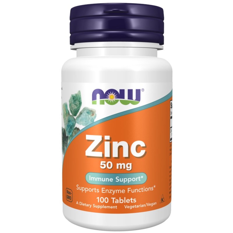 NOW FOODS Zinc - Cynk 50 mg - Glukonian Cynku (100 tabl.)