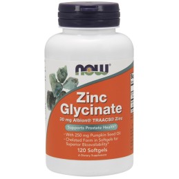 NOW FOODS Zinc Glycinate - Chelat Cynku i Olej z Pestek Dyni (120 kaps.)
