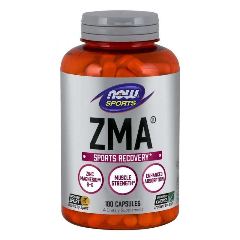 NOW FOODS ZMA - Cynk, Magnez i Witamina B6 (180 kaps.)