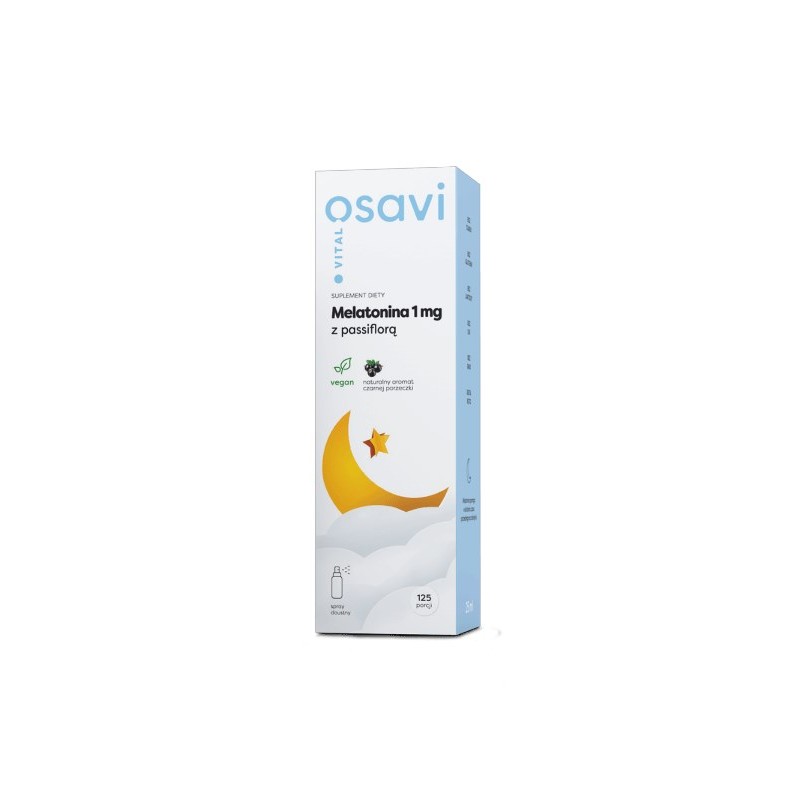 OSAVI Melatonina 1 mg z passiflorą - smak czarnej porzeczki (25 ml)
