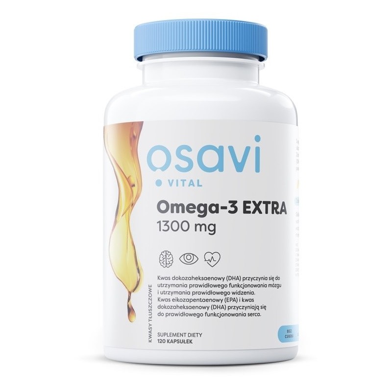 OSAVI Omega-3 Extra, 650 mg - smak cytrynowy (120 kaps.)