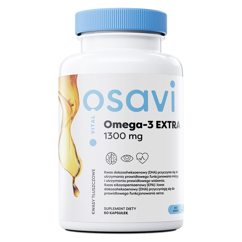 OSAVI Omega-3 Extra, 650 mg - smak cytrynowy (60 kaps.)