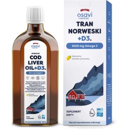 OSAVI Tran Norweski +D3, 1000 mg Omega 3 - smak cytrynowy (250 ml)
