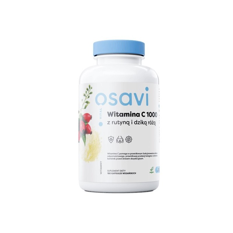 OSAVI Witamina C 500 mg z rutyną i dziką różą (180 kaps.)