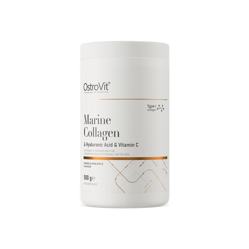 OSTROVIT Kolagen Morski + Kwas Hialuronowy + Witamina C - smak mango z ananasem (500 g)