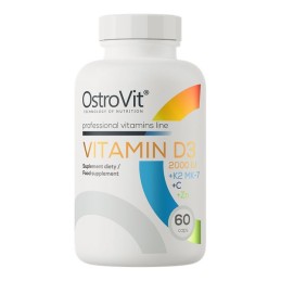 OSTROVIT Witamina D3 2000 IU + K2 MK-7 + C + Zn (60 kaps.)