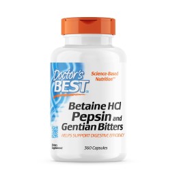 DOCTOR'S BEST Betaina HCL + Pepsyny + Korzeń Goryczki (360 kaps.)