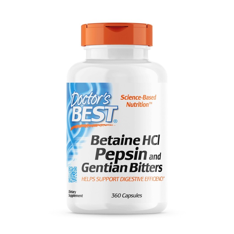 DOCTOR'S BEST Betaina HCL + Pepsyny + Korzeń Goryczki (360 kaps.)