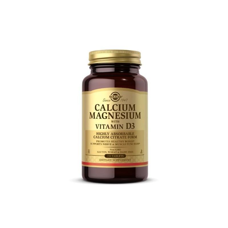 SOLGAR Calcium Magnesium with Vitamin D3 - Wapń, Magnez z witaminą D3 (150 tabl.)
