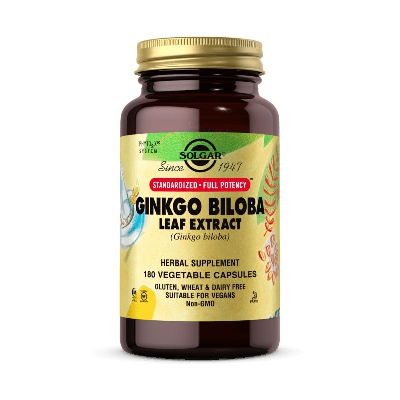 SOLGAR Ginkgo Biloba Leaf Extract - Ginko Biloba wyciąg z liści miłorzębu japońskiego (180 kaps.)