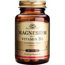 SOLGAR Magnesium with Vitamin B6 - Magnez z Witaminą B6 (100 tabl.)