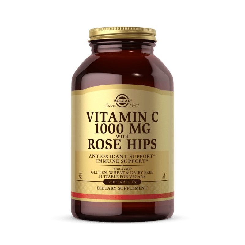 SOLGAR Vitamin C 1000 mg with Rose Hips - Witamina C 1000 mg z dziką różą (250 tabl.)